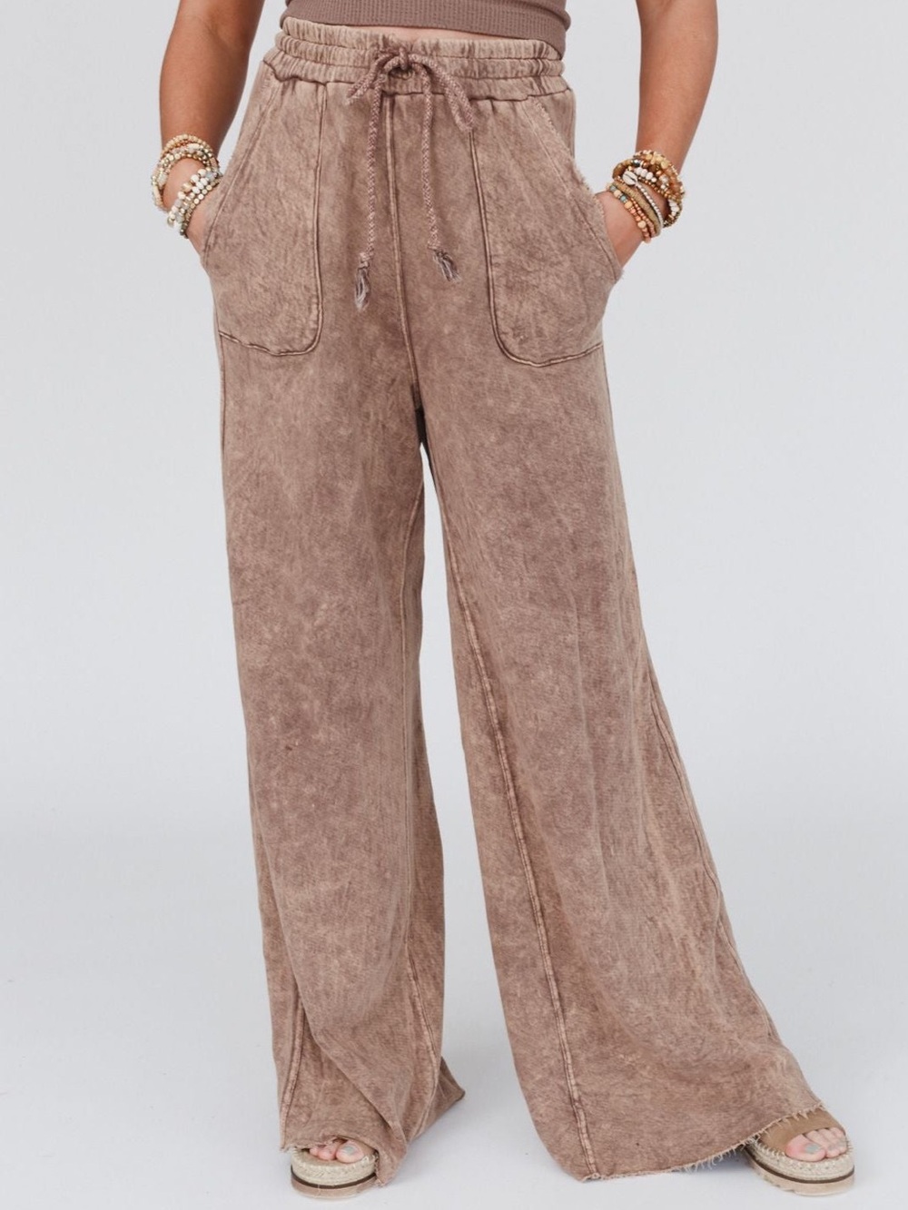 Three Bird Nest Relaxing Robin Wide Leg Pants Mocha S